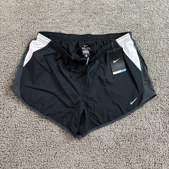 Nike Tempo Dri Fit Running Shorts Womens M Black Swoosh Gym Training Ladies - Picture 1 of 12
